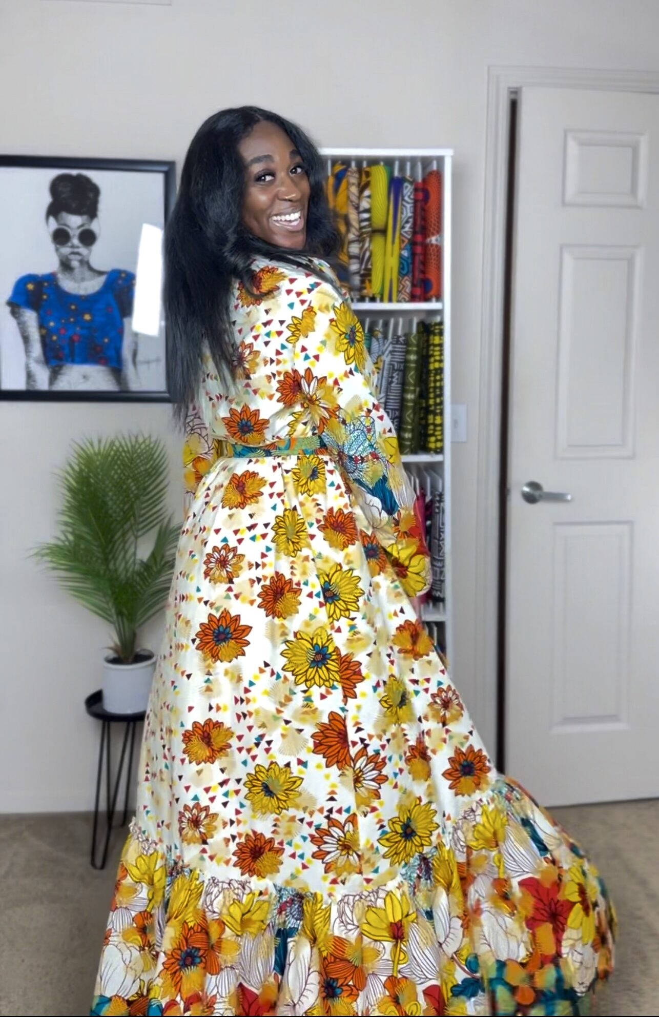 DIY Sewing Floral Duster/Dress with Exposed Ruffle Tier New Look 6514 New Look 6305